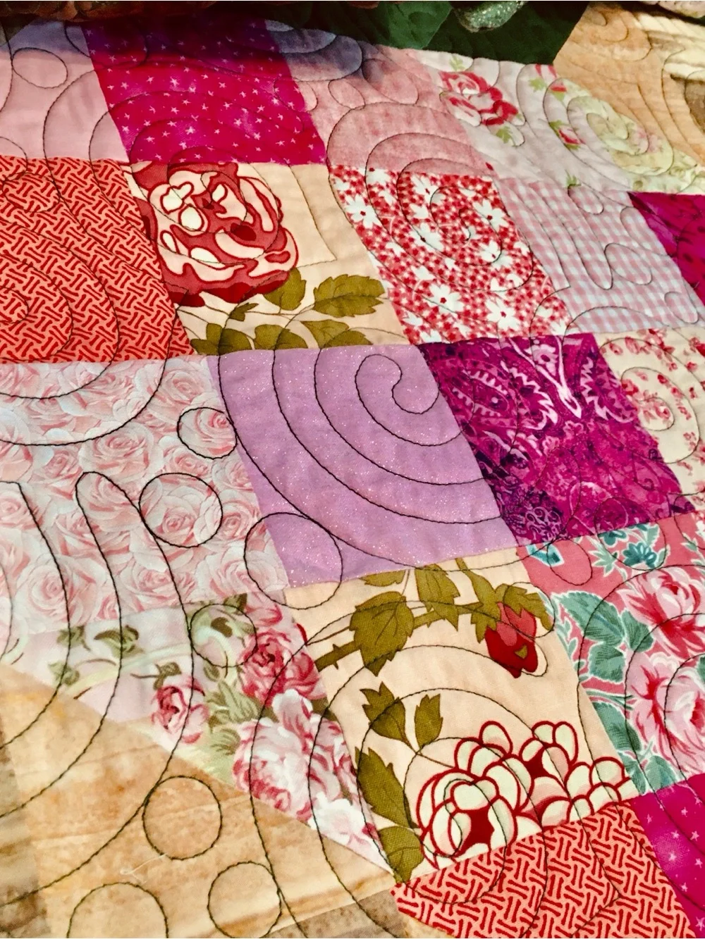 Handmade Pink Strawberry Quilt Set King Size